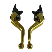 1pair Motorcycle CNC Six Speed Dual Disc Brake Handlebar Cowl Adjustable Electric Bike Brake Lever(Gold)