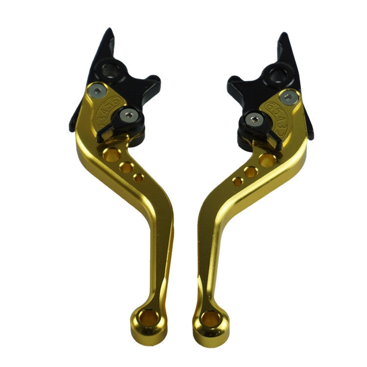 1pair Motorcycle CNC Six Speed Dual Disc Brake Handlebar Cowl Adjustable Electric Bike Brake Lever(Gold)