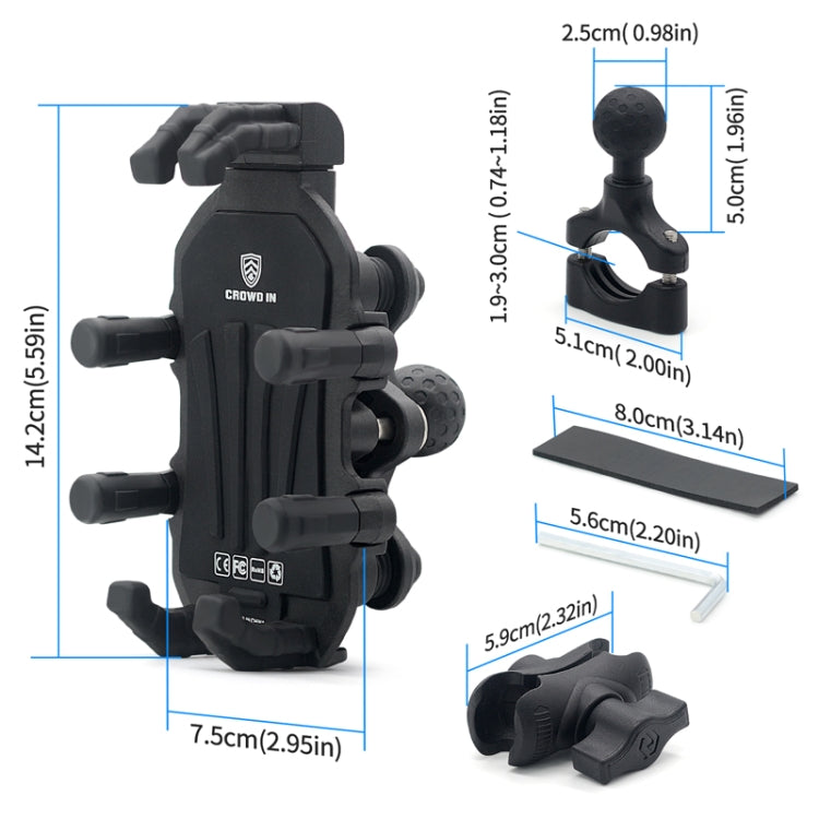 Outdoor Motorcycle Aluminum Alloy Shock-absorbing Mobile Phone Holder(Handlebar Model) - Holder by PMC TechLife | Online Shopping South Africa | PMC TechLife | Buy Now Pay Later Mobicred