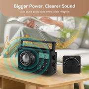Retekess TR638 LCD Digital Display Full-Band Bluetooth FM Radio Support External Antenna(US Plug)