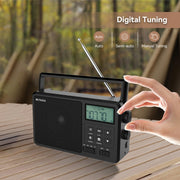 Retekess TR638 LCD Digital Display Full-Band Bluetooth FM Radio Support External Antenna(US Plug)