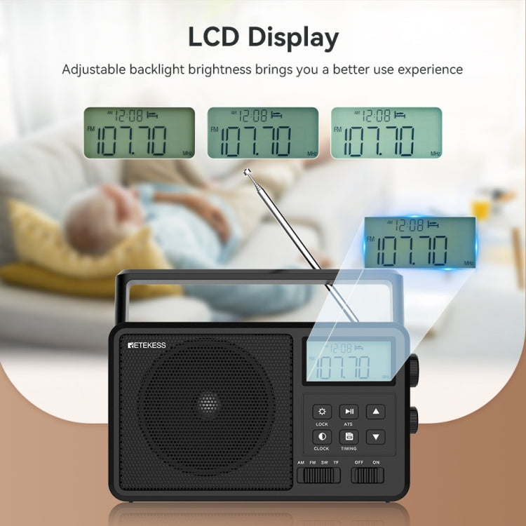 Retekess TR638 LCD Digital Display Full-Band Bluetooth FM Radio Support External Antenna(US Plug) - free shipping - PMC Jewellery - Order now!