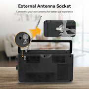 Retekess TR638 LCD Digital Display Full-Band Bluetooth FM Radio Support External Antenna(US Plug)