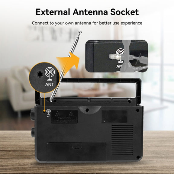 Retekess TR638 LCD Digital Display Full-Band Bluetooth FM Radio Support External Antenna(US Plug)