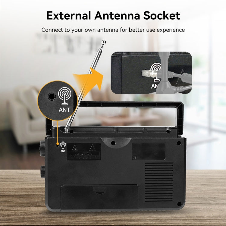 Retekess TR638 LCD Digital Display Full-Band Bluetooth FM Radio Support External Antenna(US Plug)