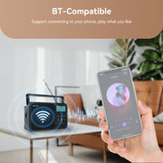 Retekess TR638 LCD Digital Display Full-Band Bluetooth FM Radio Support External Antenna(US Plug)