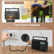 Retekess TR638 LCD Digital Display Full-Band Bluetooth FM Radio Support External Antenna(US Plug)
