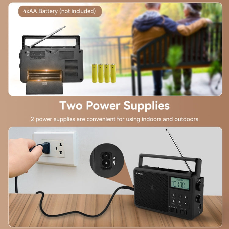 Retekess TR638 LCD Digital Display Full-Band Bluetooth FM Radio Support External Antenna(US Plug)
