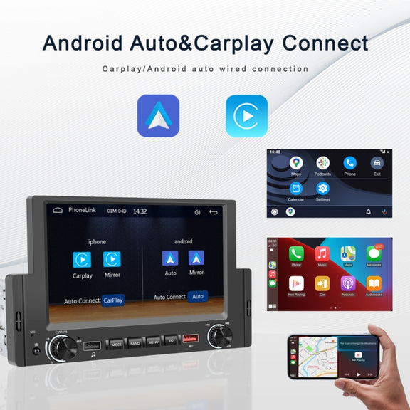 6.2 Inch MP5 Player Single Butt Universal Wired CarPlay Car Monitor, Model: Standard+12 Light Camera