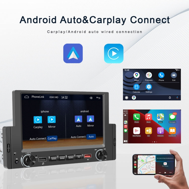 6.2 Inch MP5 Player Single Butt Universal Wired CarPlay Car Monitor, Model: Standard+12 Light Camera