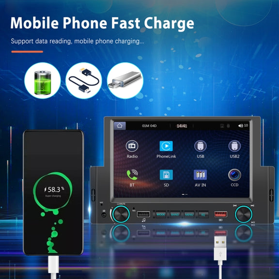6.2 Inch MP5 Player Single Butt Universal Wired CarPlay Car Monitor, Model: Standard+12 Light Camera