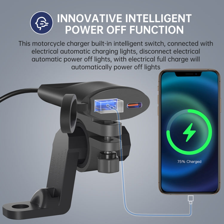 Motorcycle PD+USB Fast Charging Mobile Phone Charger Rearview Mirror Extension Bracket - Battery Charger by PMC TechLife | Online Shopping South Africa | PMC TechLife | Buy Now Pay Later Mobicred