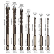 6mm Hexagonal Shank Spiral Flute Cross Alloy Drill Bits Glass Tile Four Edge Drivers