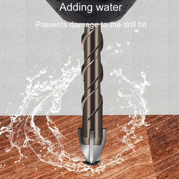 10mm Hexagonal Shank Spiral Flute Cross Alloy Drill Bits Glass Tile Four Edge Drivers