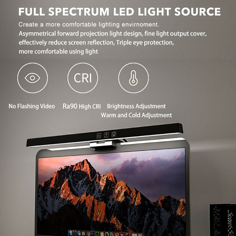 TB-30SA 33cm Timing Dimming Display Asymmetric Working Eye Care LED Desk Lamp Laptop Screen Hanging Light(Black) - Desk Lamps by PMc TechLife | Online Shopping South Africa | PMc TechLife | Buy Now Pay Later Mobicred