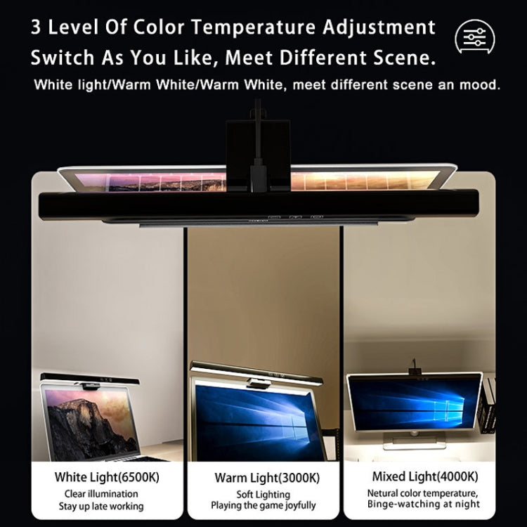 TB-30SA 33cm Timing Dimming Display Asymmetric Working Eye Care LED Desk Lamp Laptop Screen Hanging Light(Black) - Desk Lamps by PMc TechLife | Online Shopping South Africa | PMc TechLife | Buy Now Pay Later Mobicred