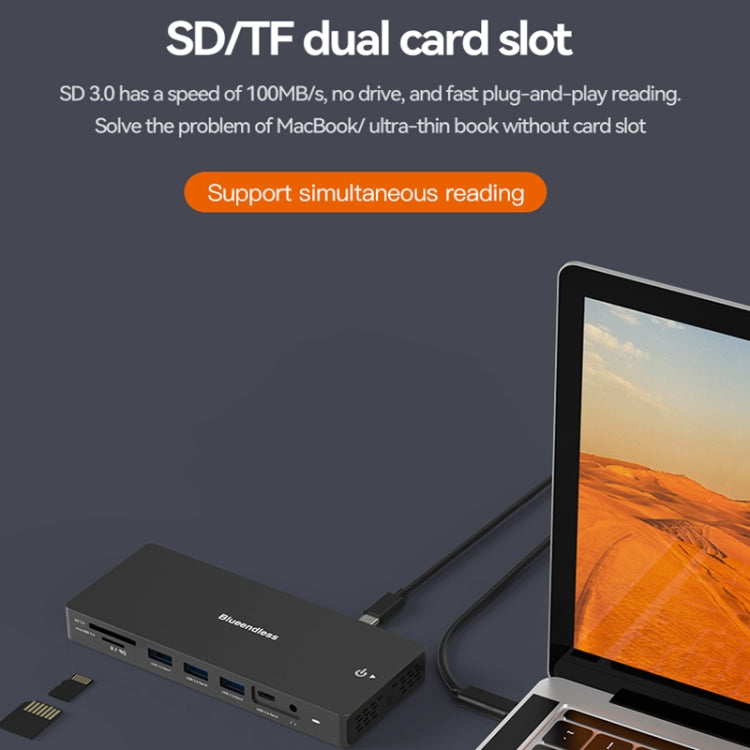 Blueendless 12-In-1 HD Multifunctional Docking Station 10Gbps Splitter With Switch(Dual 8K HDMI+DP) - free shipping - PMC Jewellery - Order now!