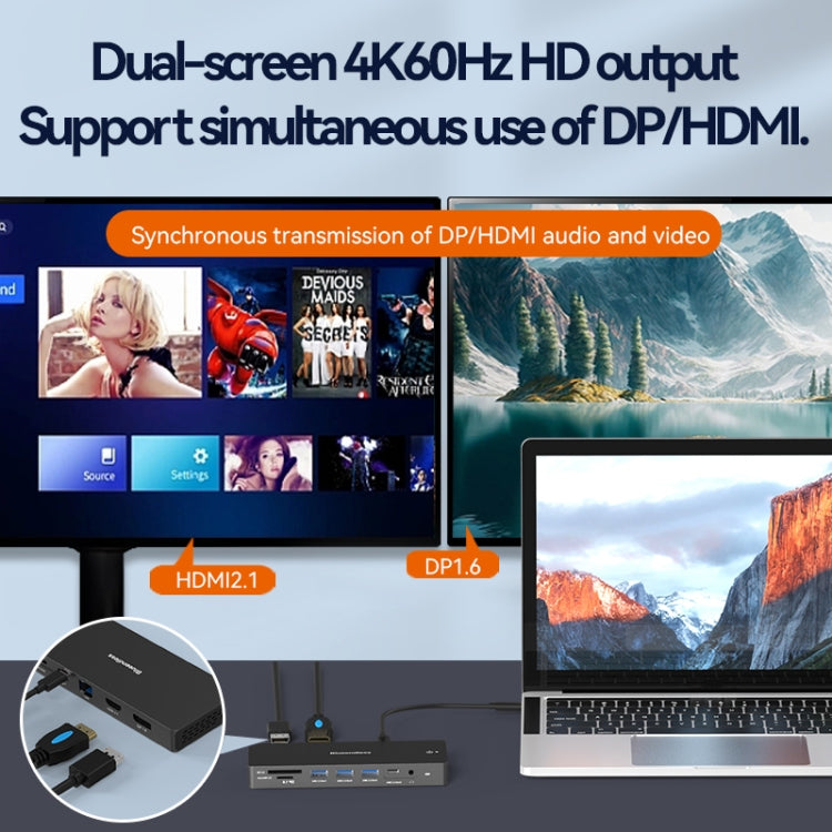 Blueendless 12-In-1 HD Multifunctional Docking Station 10Gbps Splitter With Switch(8K+4K HDMI x 2) - free shipping - PMC Jewellery - Order now!