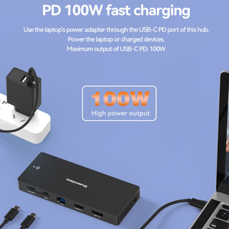 Blueendless 12-In-1 HD Multifunctional Docking Station 10Gbps Splitter With Switch(8K+4K HDMI x 2)