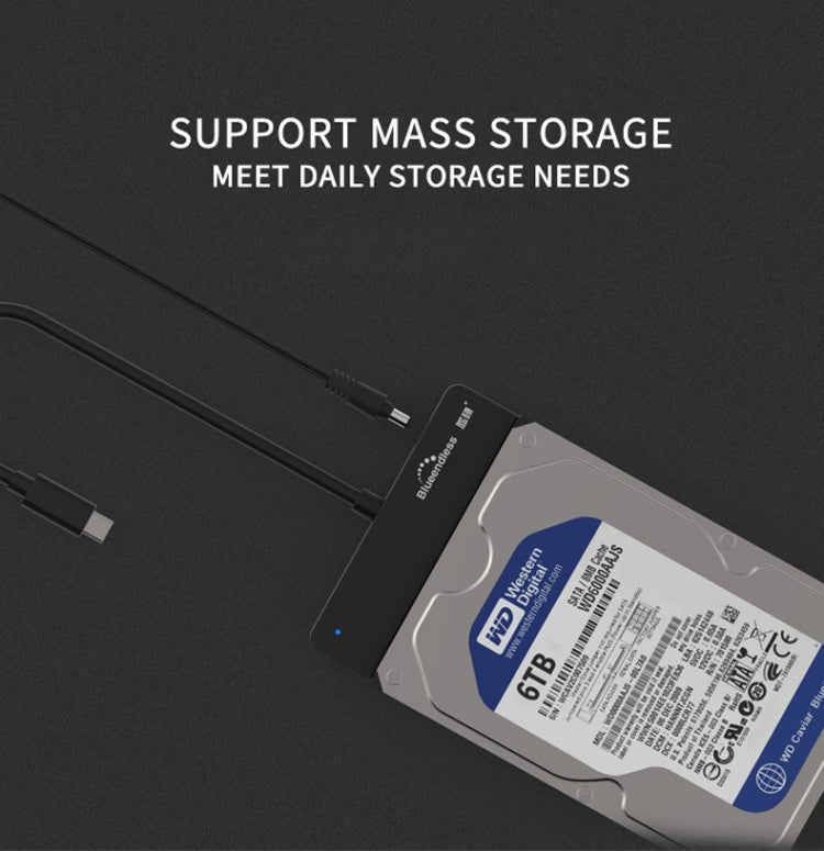 Blueendless US35 USB3.0 To SATA Adapter 2.5 / 3.5-Inch Hard Drive SSD Reader, Spec: USB3.0 EU Plug