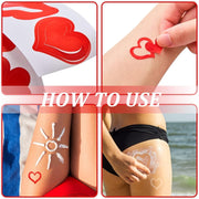 500pcs /Roll Red Heart Tanning Sunbathing Stickers Self Adhesive Body Stickers