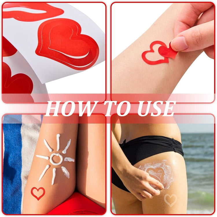 500pcs /Roll Red Heart Tanning Sunbathing Stickers Self Adhesive Body Stickers