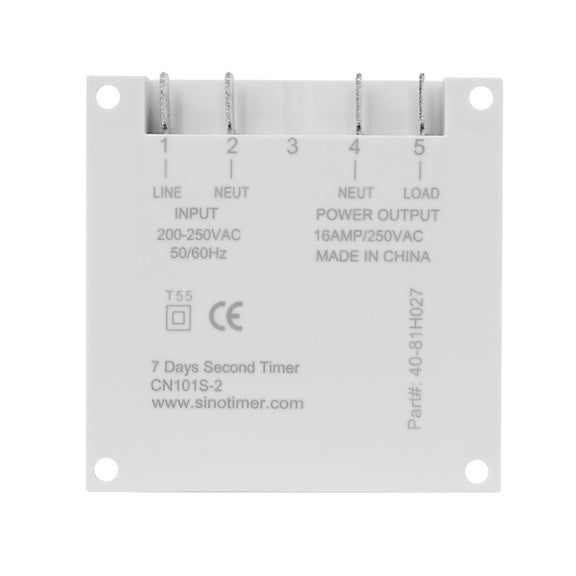 SINOTIMER CN101S-5V 1 Second Interval Digital LCD Timer Switch 7 Days Weekly Programmable Time Relay