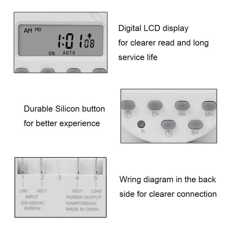 SINOTIMER CN101S-3 24V 1 Second Interval Digital LCD Timer Switch 7 Days Weekly Programmable Time Relay - Switch by SINOTIMER | Online Shopping South Africa | PMC TechLife | Buy Now Pay Later Mobicred