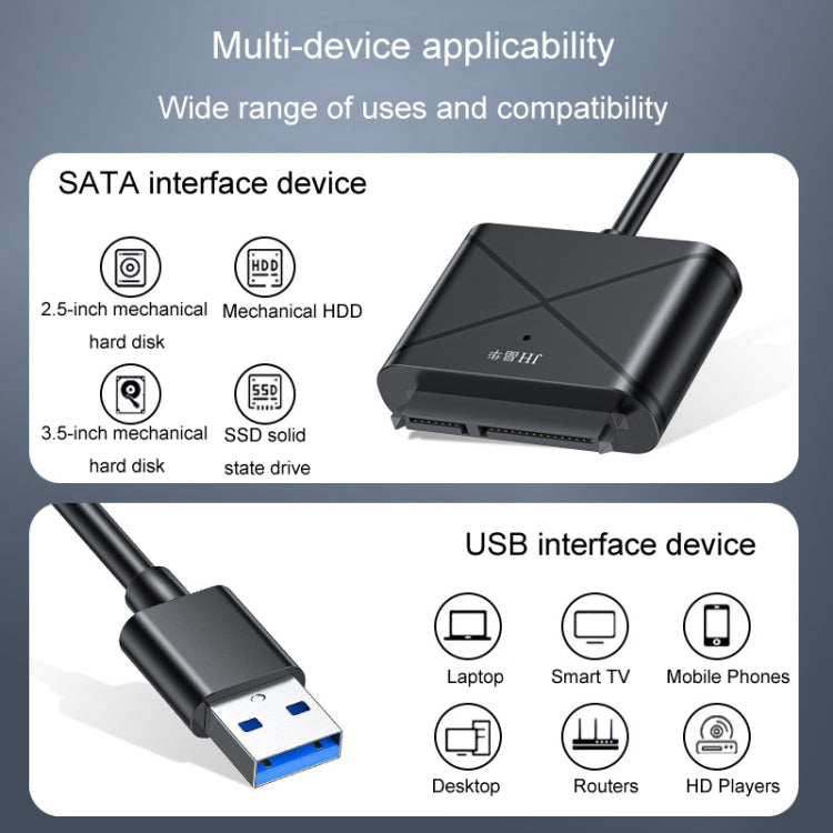 JINGHUA USB3.0 To SATA HDD Adapter Cable For 2.5/3.5 Inch External HDD SSD Hard Drive(30cm)