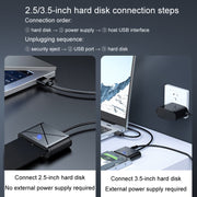 JINGHUA USB3.0 To SATA HDD Adapter Cable For 2.5/3.5 Inch External HDD SSD Hard Drive(30cm)