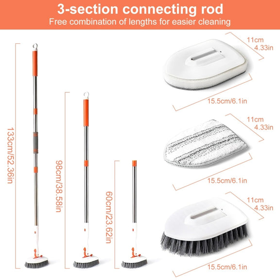 Shower Cleaning Brush With 52 Inch Adjustable Handle Tub Tile Scrubber Brush, Spec: Set 4