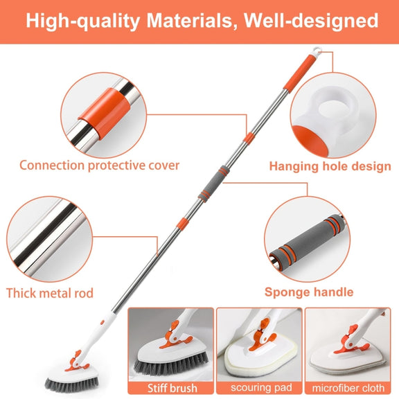 Shower Cleaning Brush With 52 Inch Adjustable Handle Tub Tile Scrubber Brush, Spec: Set 3