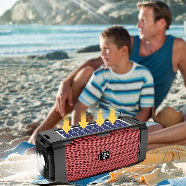 BDL-187 LED Light Solar Wireless Bluetooth Speaker Portable Outdoor Camping FM Radio(Black) - Radio Player by PMC TechLife | Online Shopping South Africa | PMC TechLife | Buy Now Pay Later Mobicred