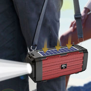 BDL-187 LED Light Solar Wireless Bluetooth Speaker Portable Outdoor Camping FM Radio(Black)