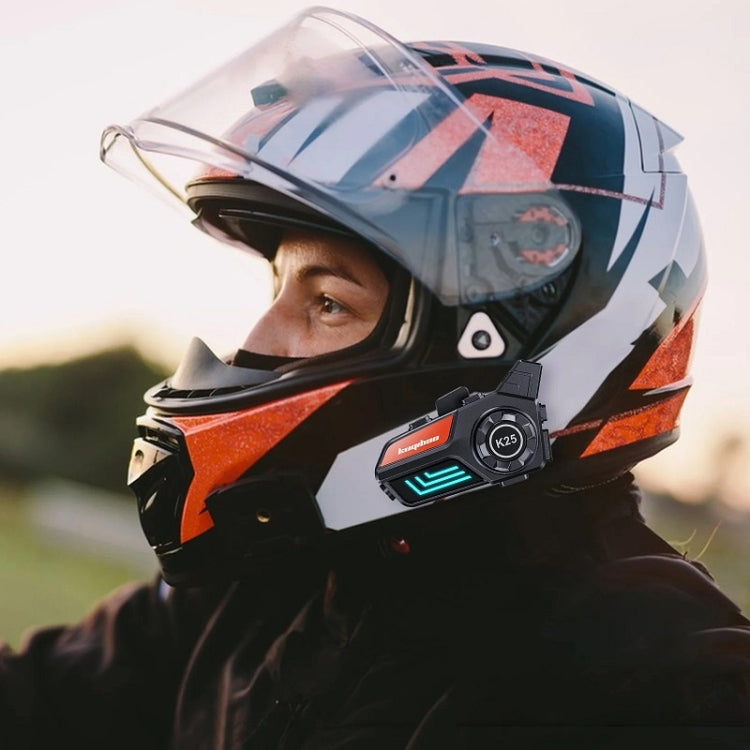KUQIBAO Motorcycle Helmet Water-resistant Bluetooth-compatible Headset With Light(Hard Microphone)