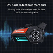 KUQIBAO Motorcycle Helmet Water-resistant Bluetooth-compatible Headset With Light(Hard Microphone)