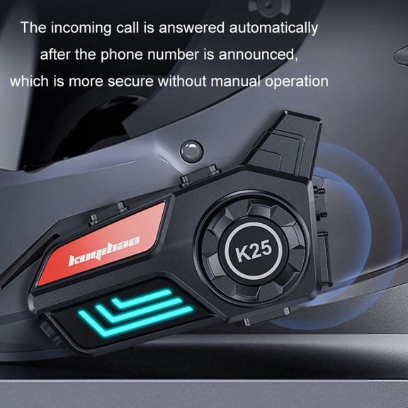 KUQIBAO Motorcycle Helmet Water-resistant Bluetooth-compatible Headset With Light(Hard Microphone)