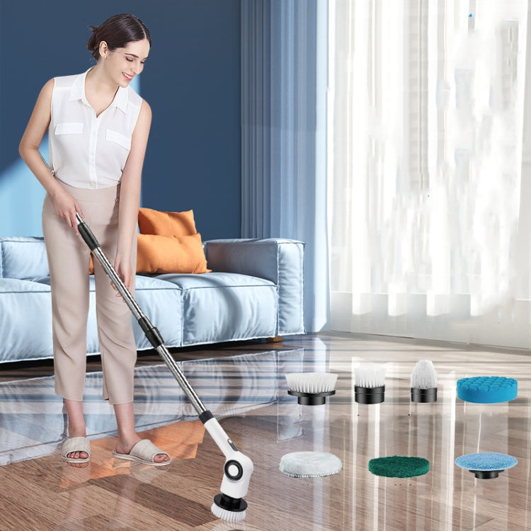 7 In 1 Electric Spin Scrubber Rechargeable Waterproof Floor Clean Bush with 23.6 Inch Adjustable Handle(White) - Sponges, Cloths & Brushes by PMC TechLife | Online Shopping South Africa | PMC TechLife | Buy Now Pay Later Mobicred