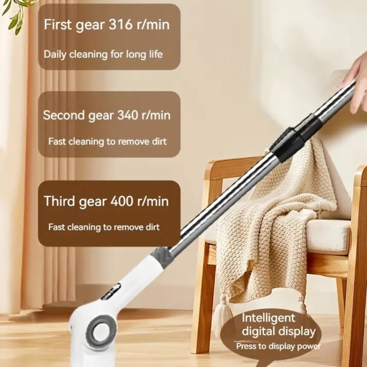 7 In 1 Electric Spin Scrubber Rechargeable Waterproof Floor Clean Bush with 23.6 Inch Adjustable Handle(White) - Sponges, Cloths & Brushes by PMC TechLife | Online Shopping South Africa | PMC TechLife | Buy Now Pay Later Mobicred
