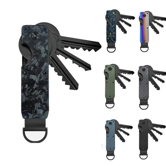 Compact Key Organizer Metal Key Chain Can Hold 2-6 Keys Royal Blue