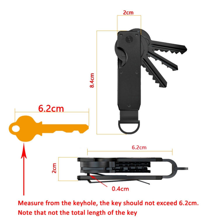 Compact Key Organizer Metal Key Chain Can Hold 2-6 Keys Black - Key Rings by PMC TechLife | Online Shopping South Africa | PMC TechLife | Buy Now Pay Later Mobicred