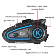 KUQIBAO Motorcycle Helmet Long-lasting Water-resistant Bluetooth-compatible Headset with Light(Soft Microphone)