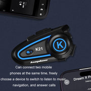 KUQIBAO Motorcycle Helmet Long-lasting Water-resistant Bluetooth-compatible Headset with Light(Soft Microphone)