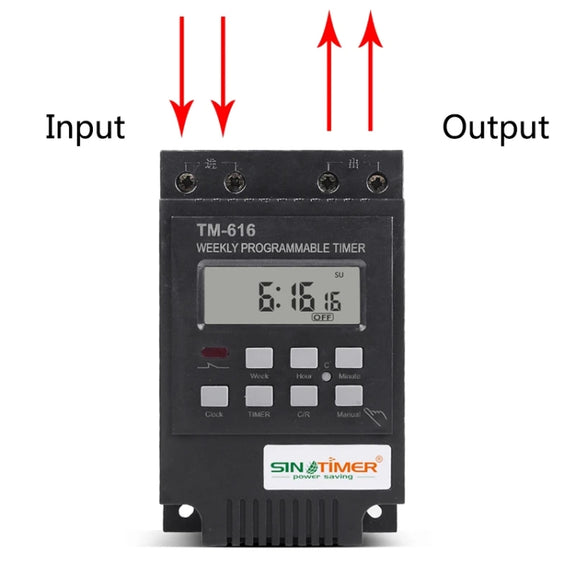 SINOTIMER TM616B-2 220V 30A Weekly Programmable Digital Timer Switch Relay Control