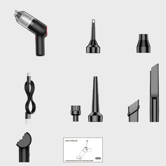 Wireless Charging Car Vacuum Cleaner Mini Handheld High Power Wet and Dry Vacuum Cleaner, Color: Black