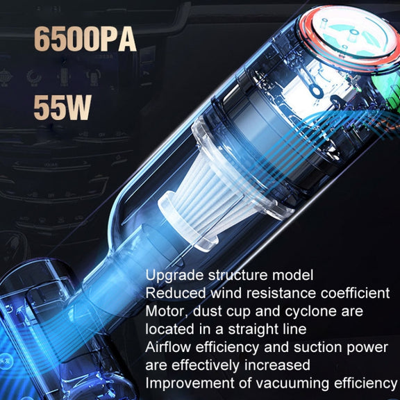 Wireless Charging Car Vacuum Cleaner Mini Handheld High Power Wet and Dry Vacuum Cleaner, Color: Blue