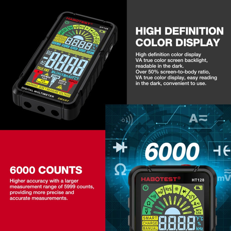 HABOTEST Automatic Range Digital Display Ultra-Clear Intelligent Current Multimeter - free shipping - PMC Jewellery - Order now!
