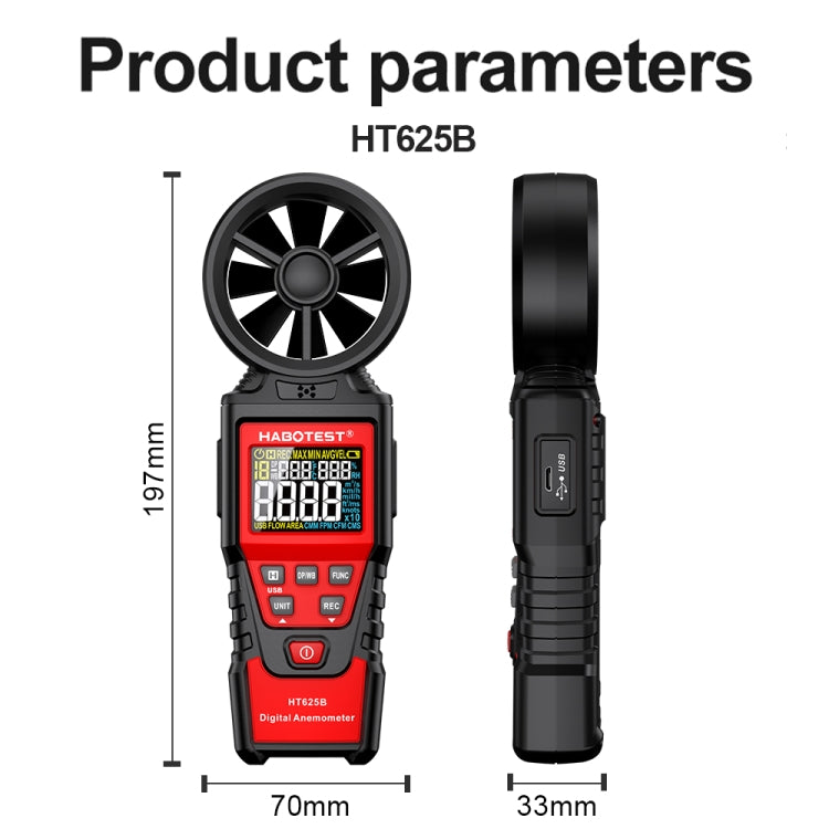 HABOTEST Handheld High-Precision Digital Anemometer With USB(HT625B) - free shipping - PMC Jewellery - Order now!