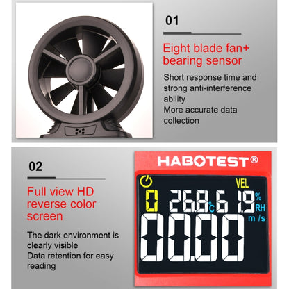 HABOTEST Handheld High-Precision Digital Anemometer With USB(HT625B) - free shipping - PMC Jewellery - Order now!