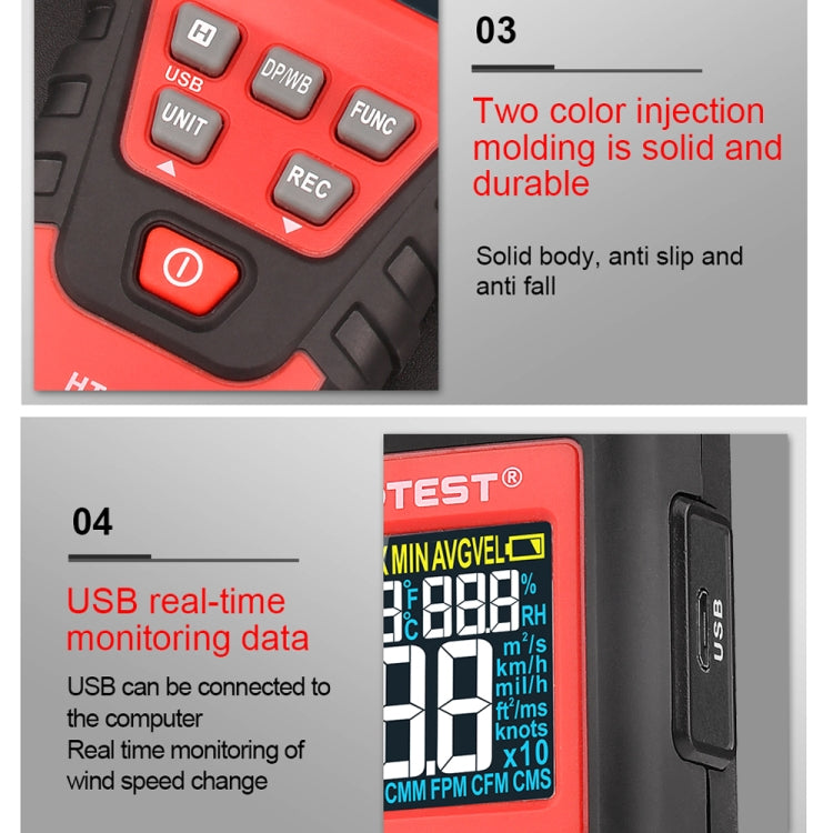 HABOTEST Handheld High-Precision Digital Anemometer With USB(HT625B) - free shipping - PMC Jewellery - Order now!